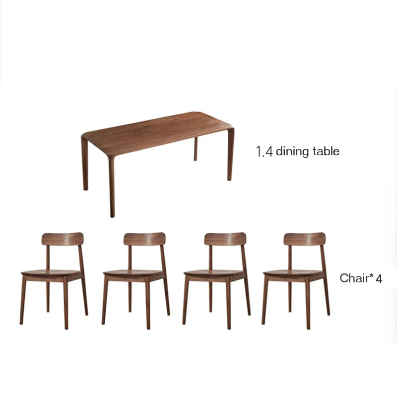 Mortise and tenon structure North American black walnut solid wood dining table and chairs