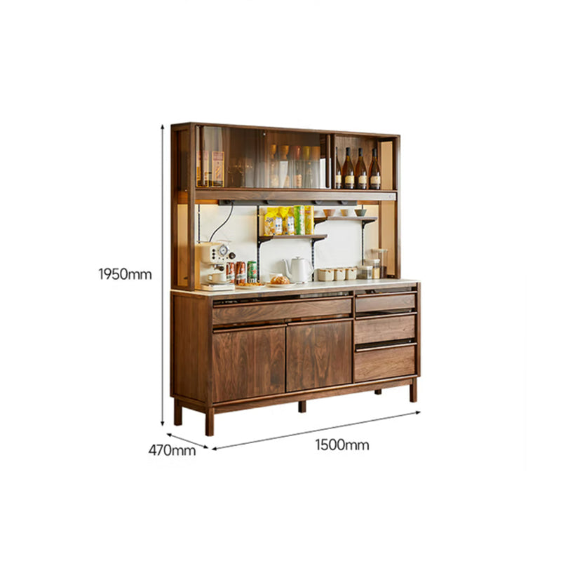 North American Black Walnut Solid Wood Sideboard, Modern and Simple Living Room Slate Storage Cabinet, Storage Cabinet, Display Cabinet