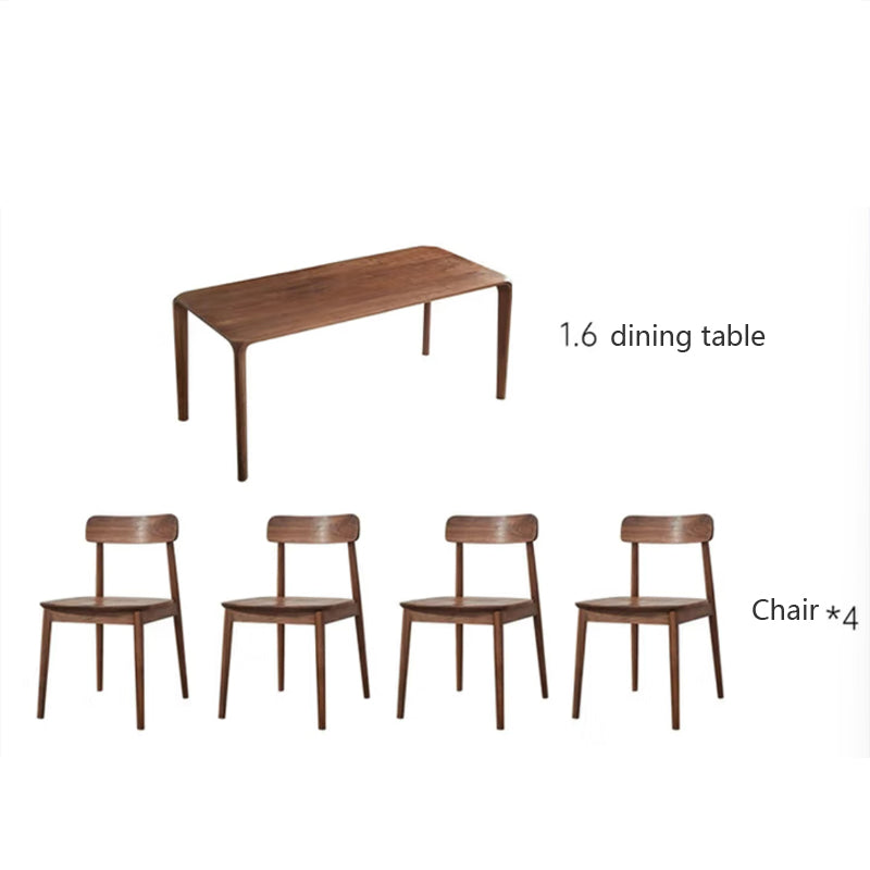 Mortise and tenon structure North American black walnut solid wood dining table and chairs