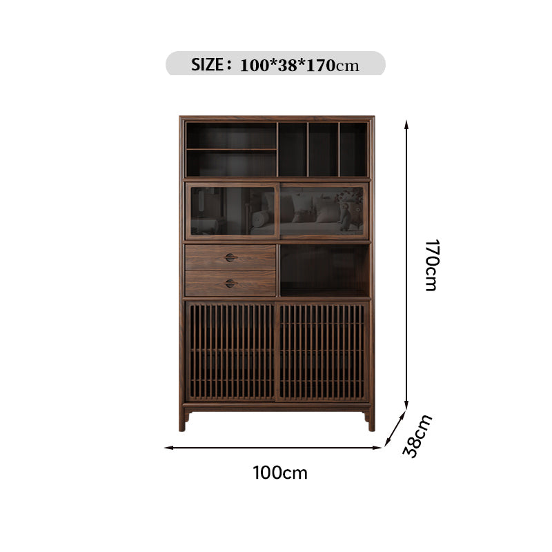 Chinese style solid wood ebony multifunctional tea display cabinet