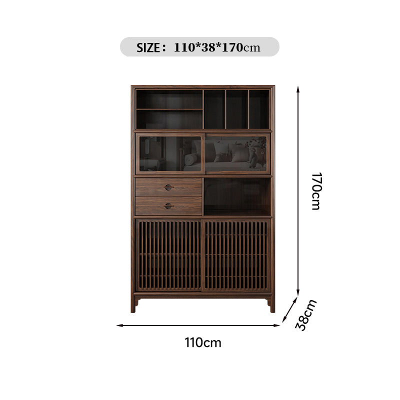 Chinese style solid wood ebony multifunctional tea display cabinet