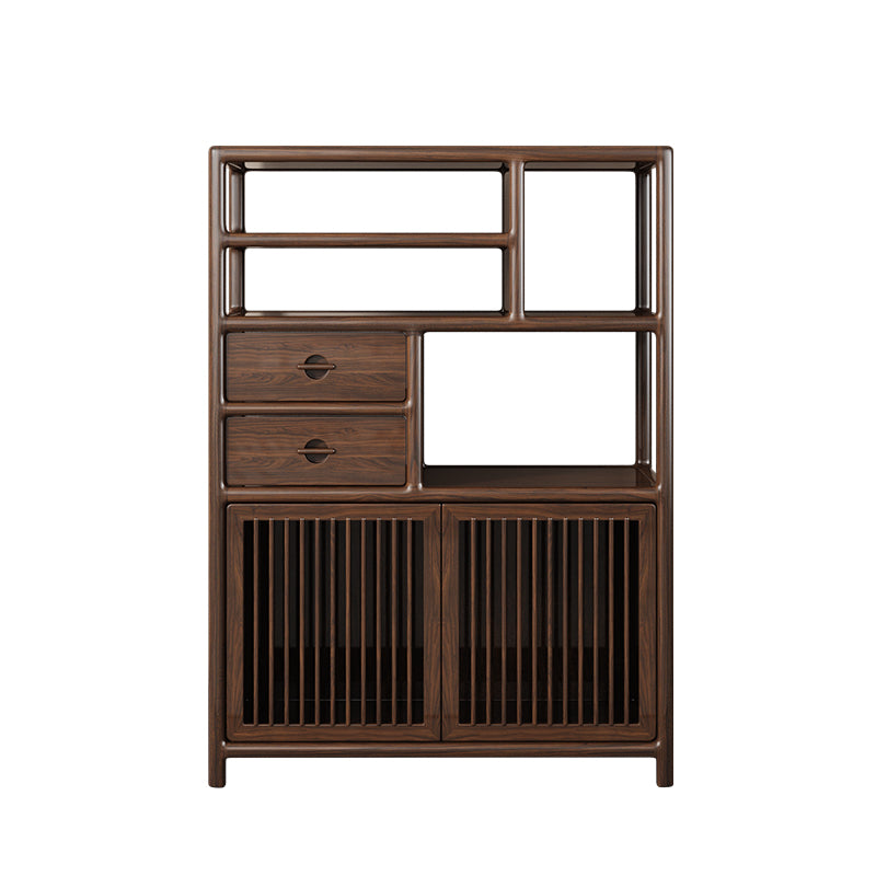 Indoor Chinese style black gold wood solid wood tea display cabinet