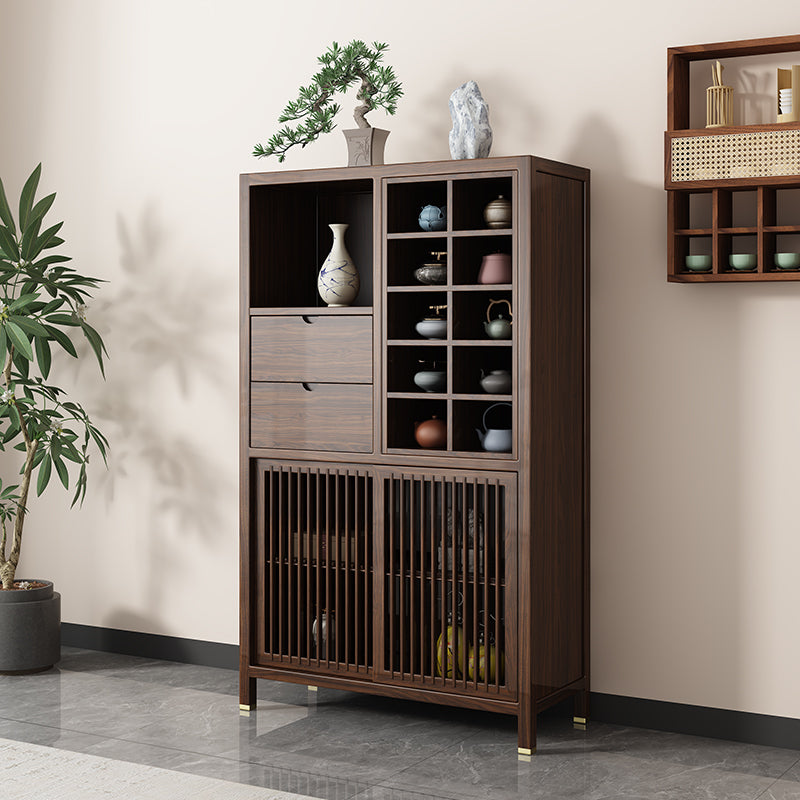 Solid Wood Ebony Multi-functional Tea Display Cabinet