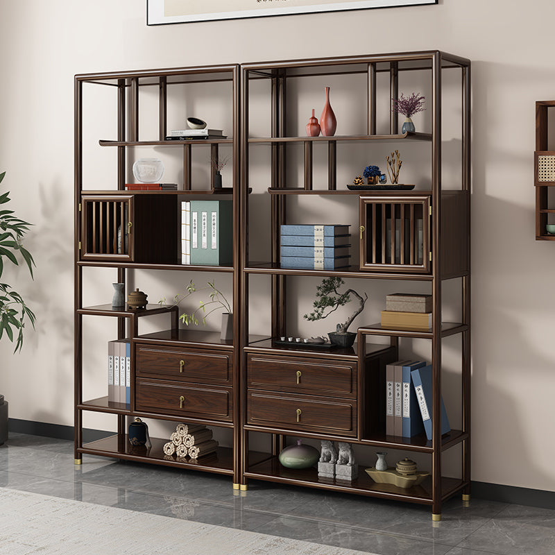 "Solid Wood Ebony Multi-functional Tea Display Cabinet"