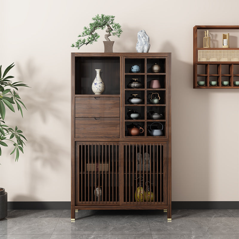 Solid Wood Ebony Multi-functional Tea Display Cabinet