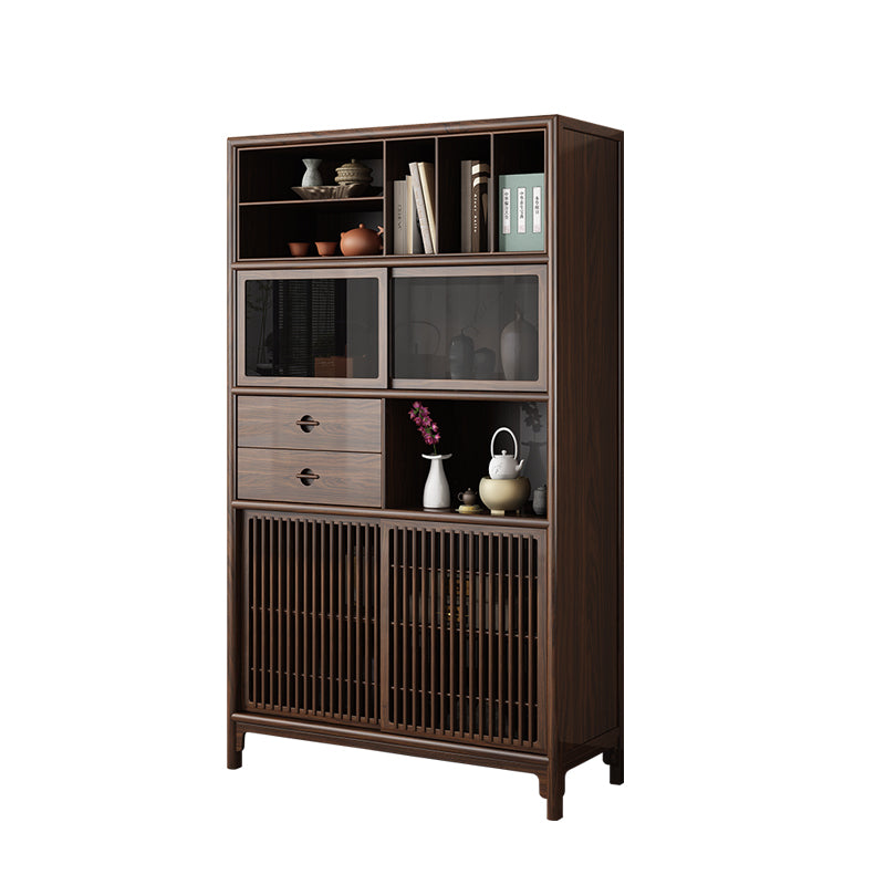 Chinese style solid wood ebony multifunctional tea display cabinet