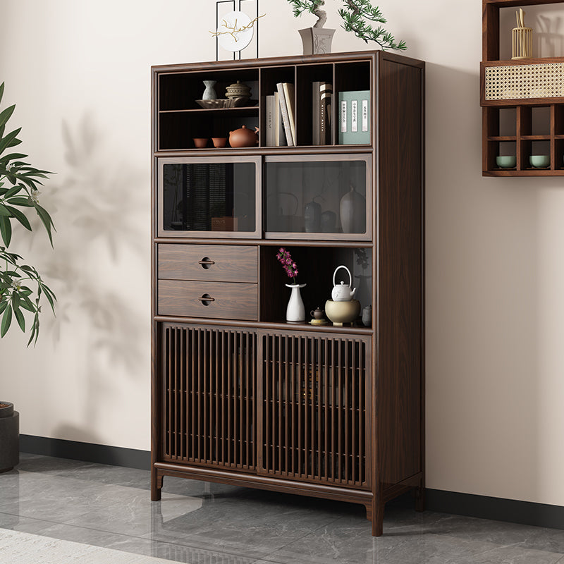 Chinese style solid wood ebony multifunctional tea display cabinet