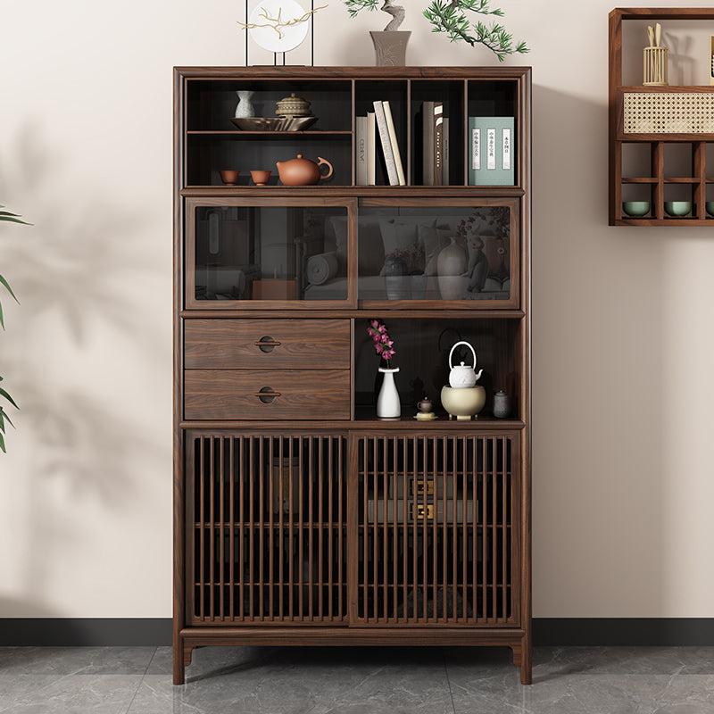 Chinese style solid wood ebony multifunctional tea display cabinet