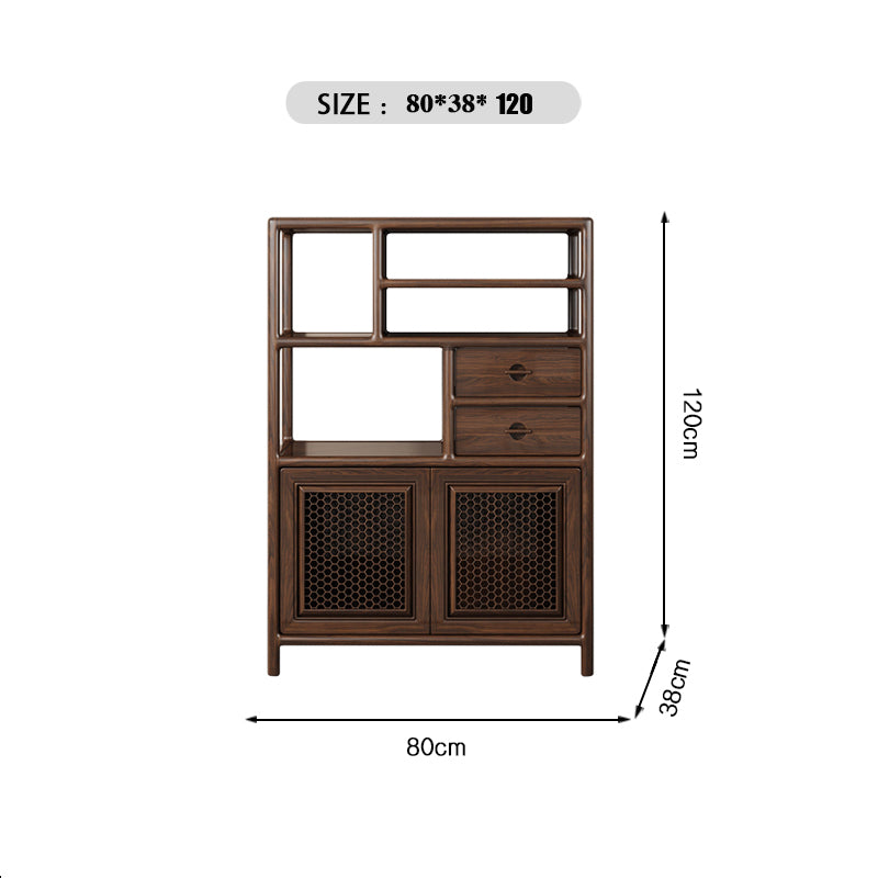 Indoor Chinese style black gold wood solid wood tea display cabinet