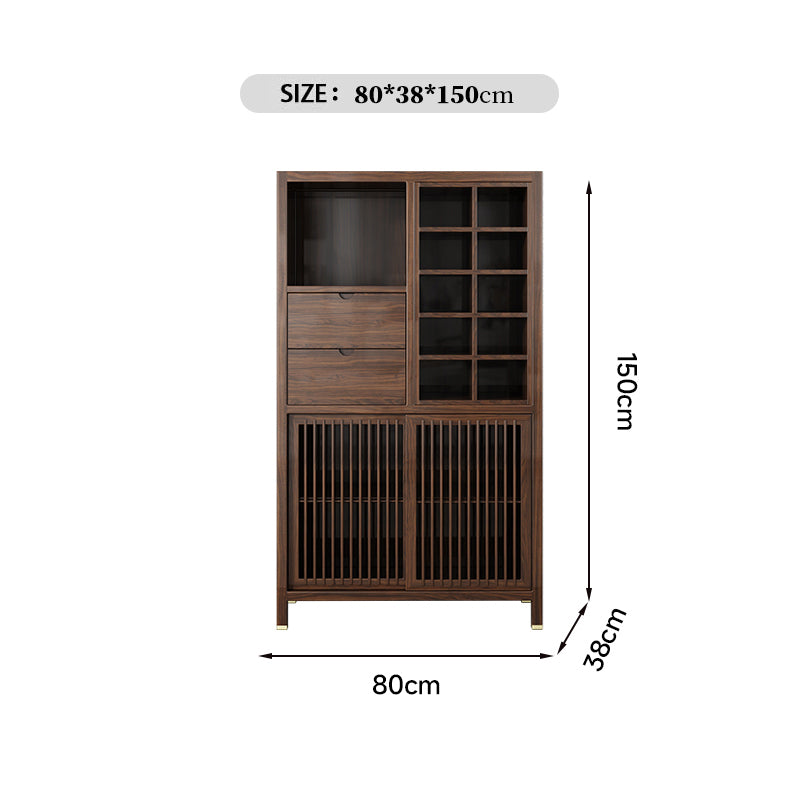 Solid Wood Ebony Multi-functional Tea Display Cabinet