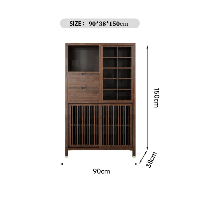 Solid Wood Ebony Multi-functional Tea Display Cabinet
