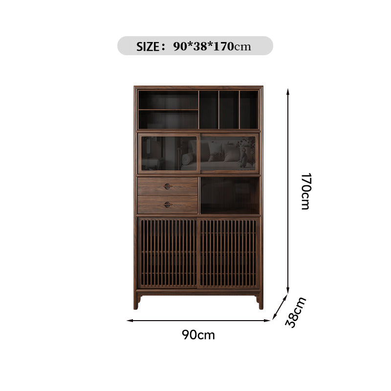 Chinese style solid wood ebony multifunctional tea display cabinet