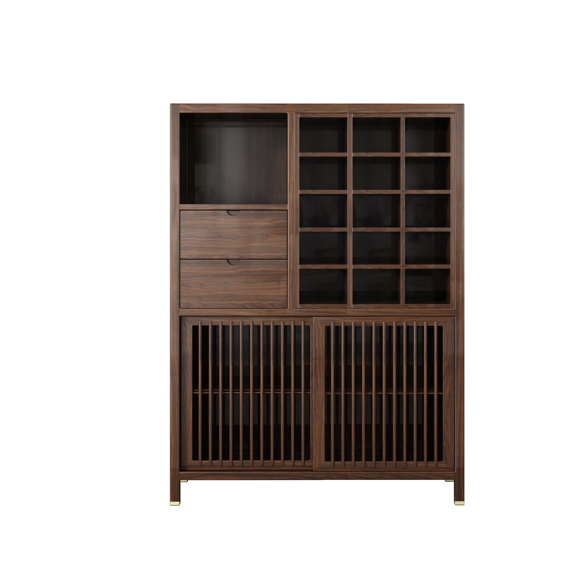 Solid Wood Ebony Multi-functional Tea Display Cabinet