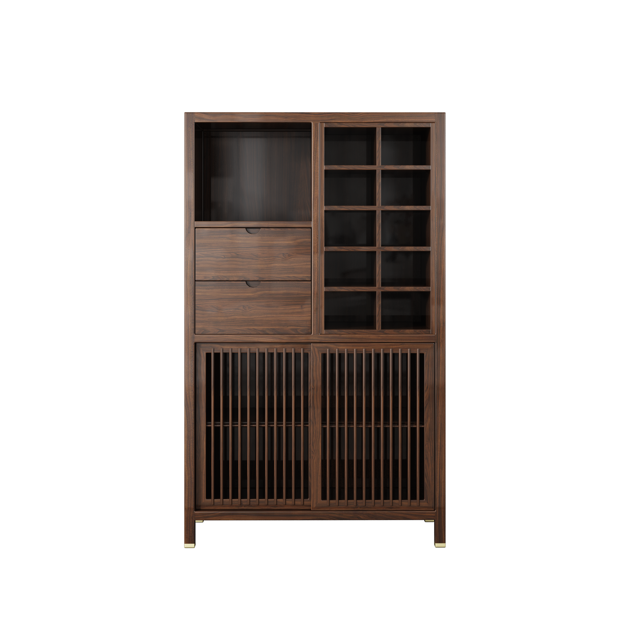 Solid Wood Ebony Multi-functional Tea Display Cabinet