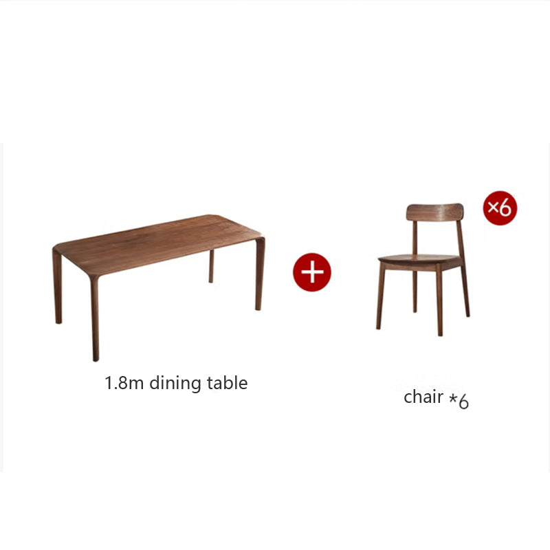 Mortise and tenon structure North American black walnut solid wood dining table and chairs