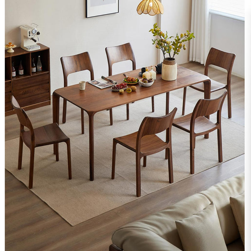 Mortise and tenon structure North American black walnut solid wood dining table and chairs