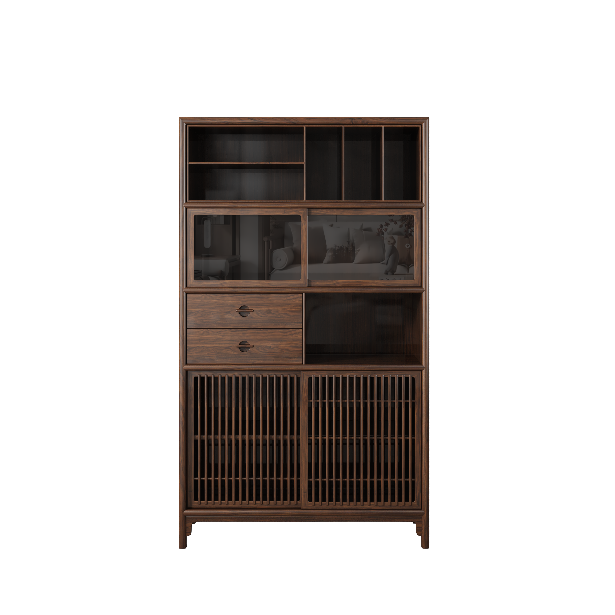 Chinese style solid wood ebony multifunctional tea display cabinet