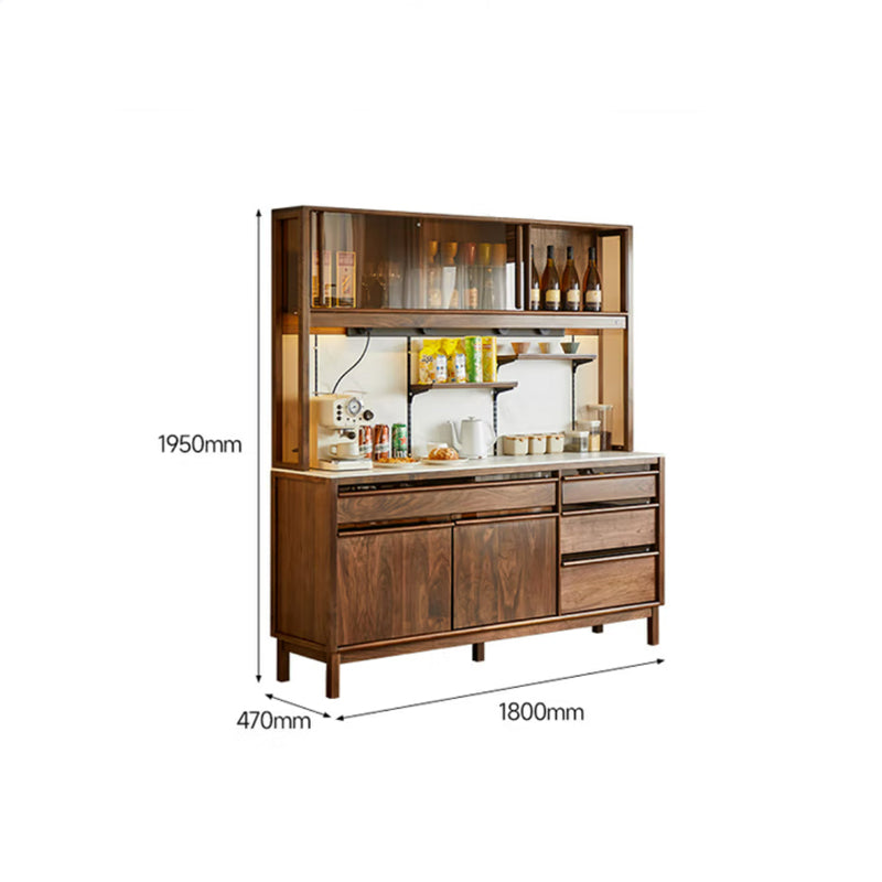 North American Black Walnut Solid Wood Sideboard, Modern and Simple Living Room Slate Storage Cabinet, Storage Cabinet, Display Cabinet