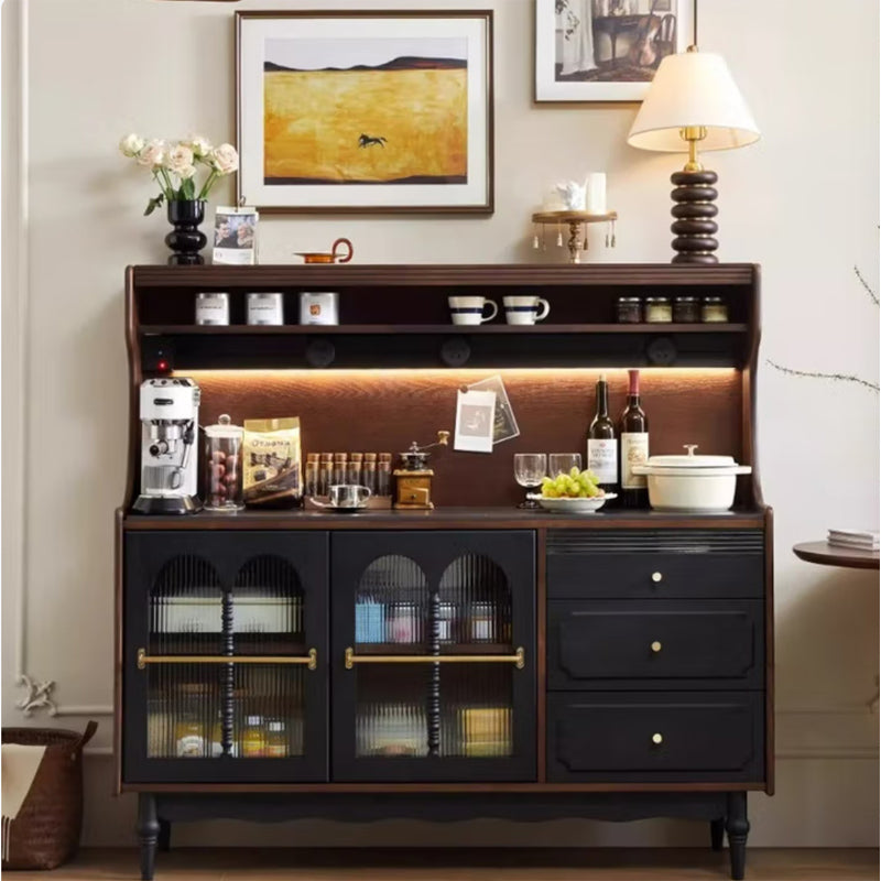 French solid wood retro sideboard