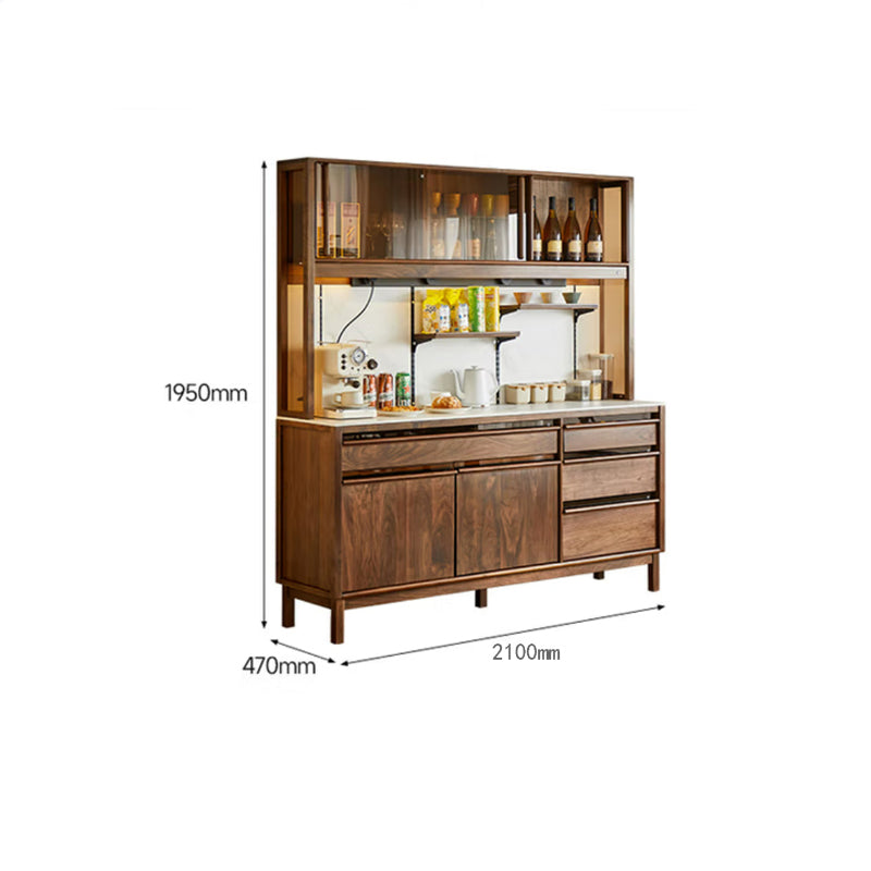 North American Black Walnut Solid Wood Sideboard, Modern and Simple Living Room Slate Storage Cabinet, Storage Cabinet, Display Cabinet