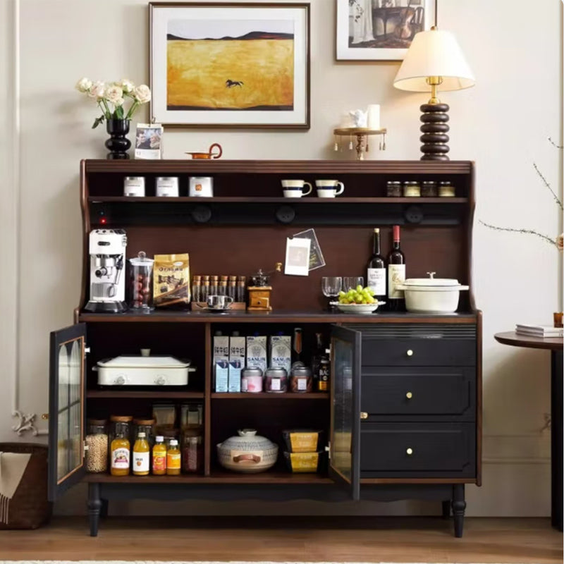 French solid wood retro sideboard