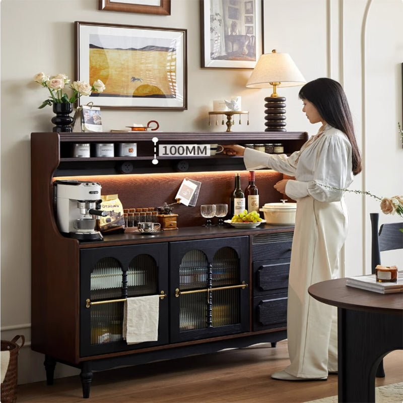 French solid wood retro sideboard