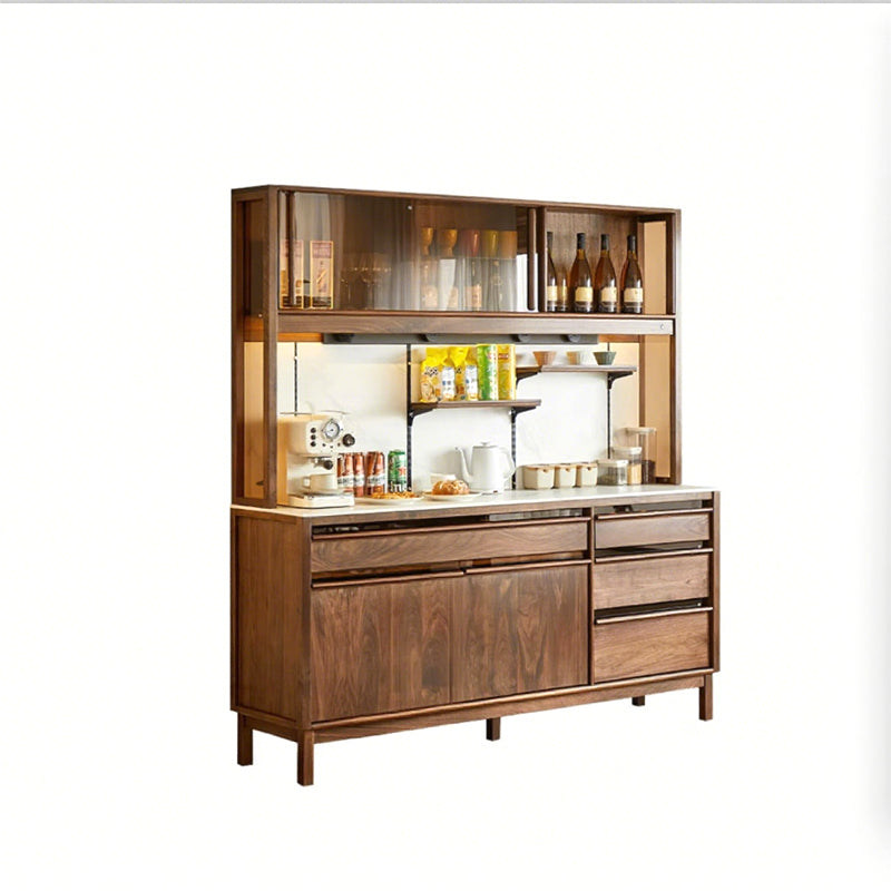 North American Black Walnut Solid Wood Sideboard, Modern and Simple Living Room Slate Storage Cabinet, Storage Cabinet, Display Cabinet