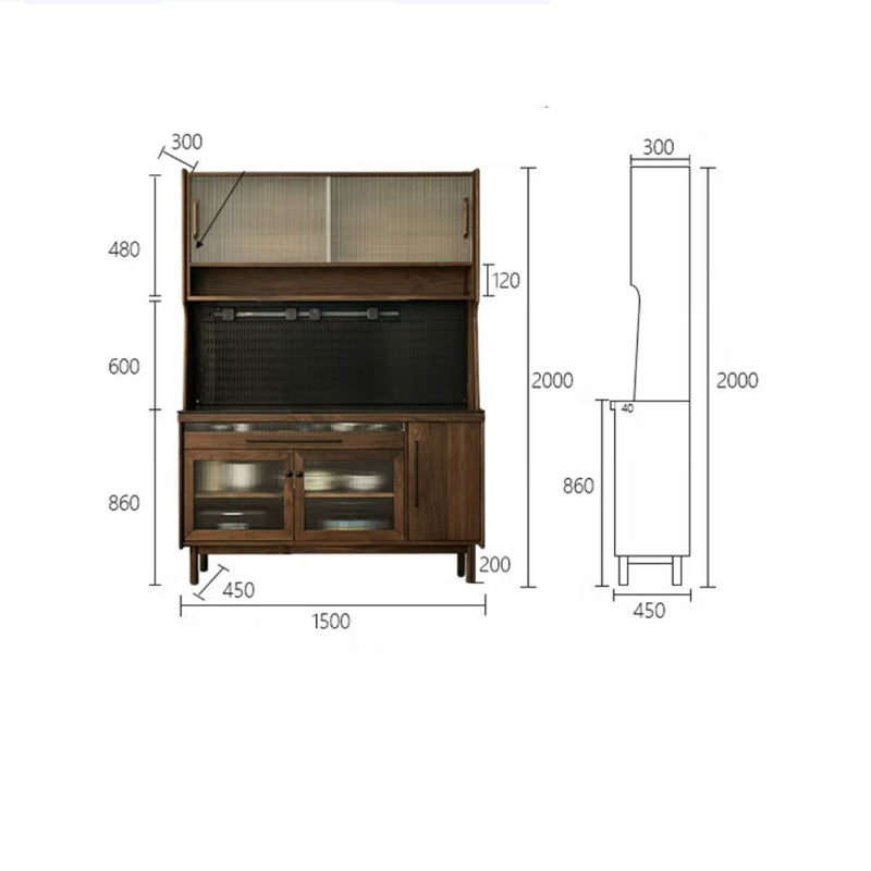 North American black walnut sideboard solid wood multifunctional tea cabinet