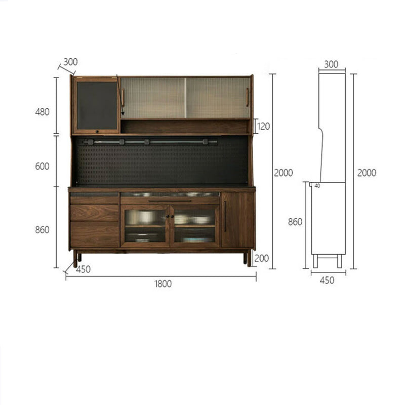 North American black walnut sideboard solid wood multifunctional tea cabinet