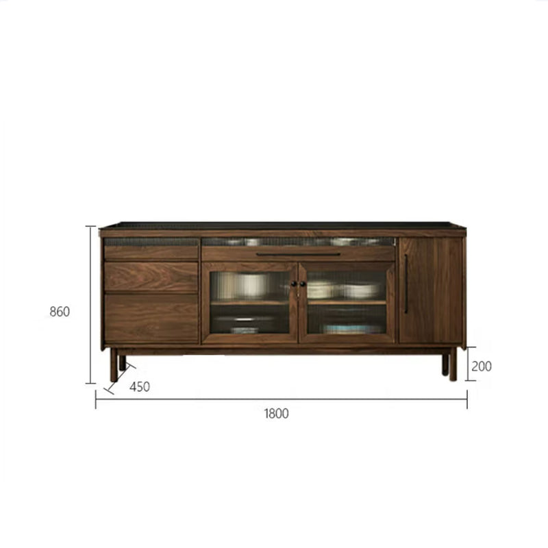 North American black walnut sideboard solid wood multifunctional tea cabinet