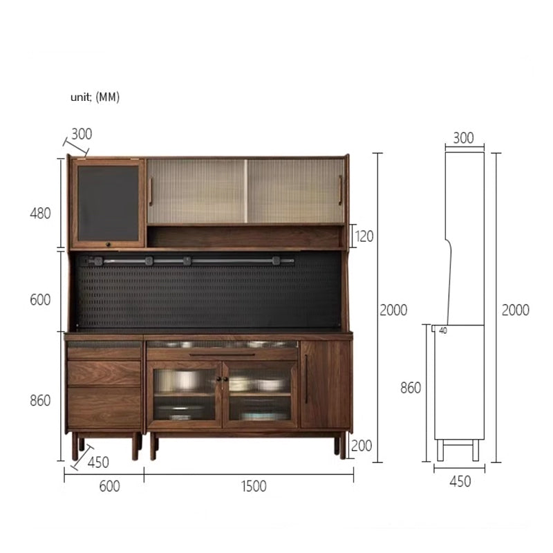 North American black walnut sideboard solid wood multifunctional tea cabinet