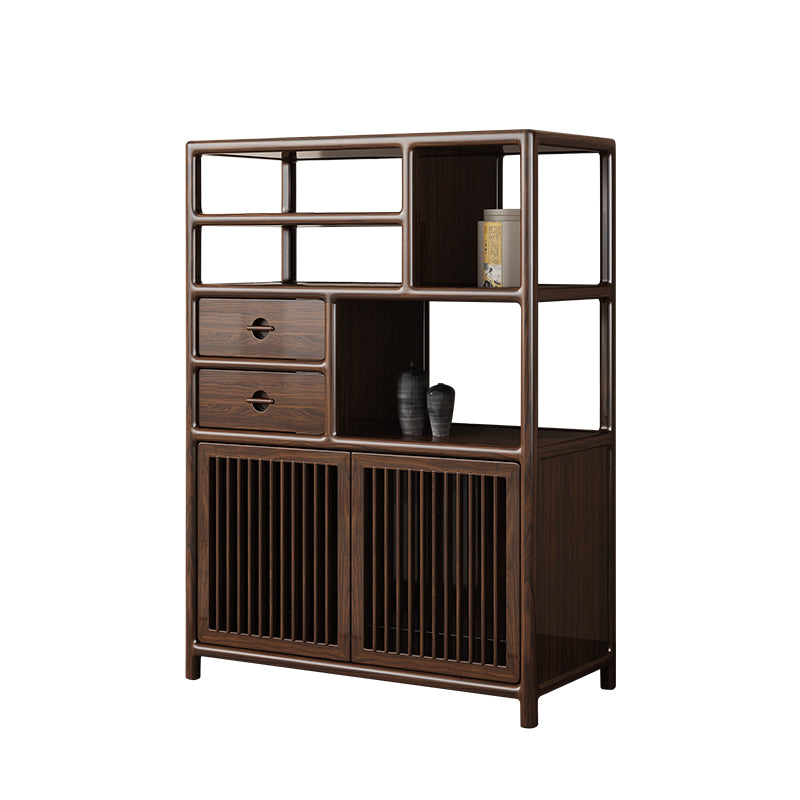 Indoor Chinese style black gold wood solid wood tea display cabinet