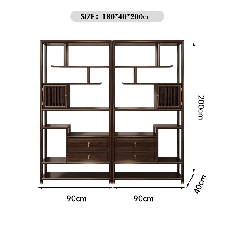 "Solid Wood Ebony Multi-functional Tea Display Cabinet"