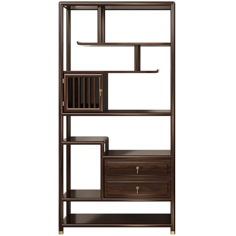 "Solid Wood Ebony Multi-functional Tea Display Cabinet"