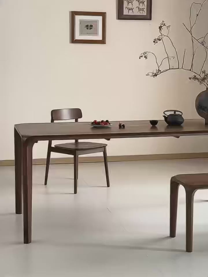 Mortise and tenon structure North American black walnut solid wood dining table and chairs