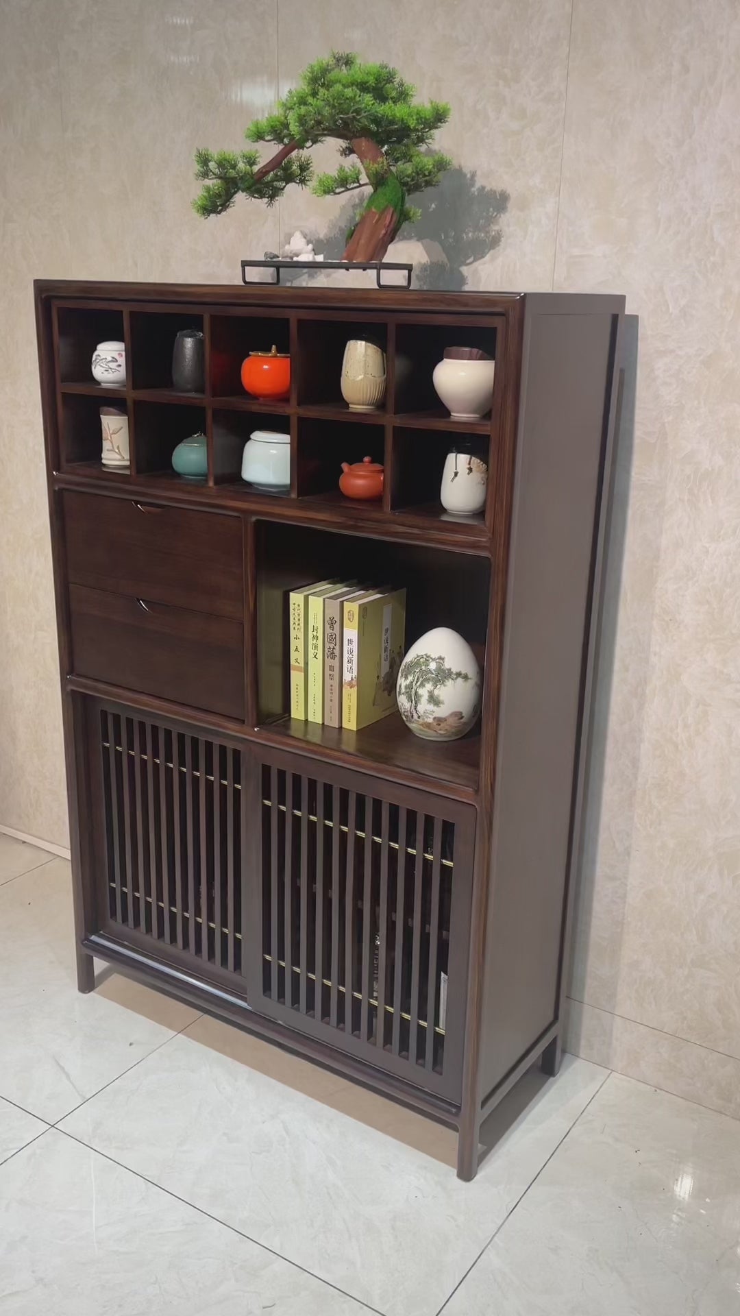 Chinese-styleEbony Wood  Multi-functional Tea Display Rack