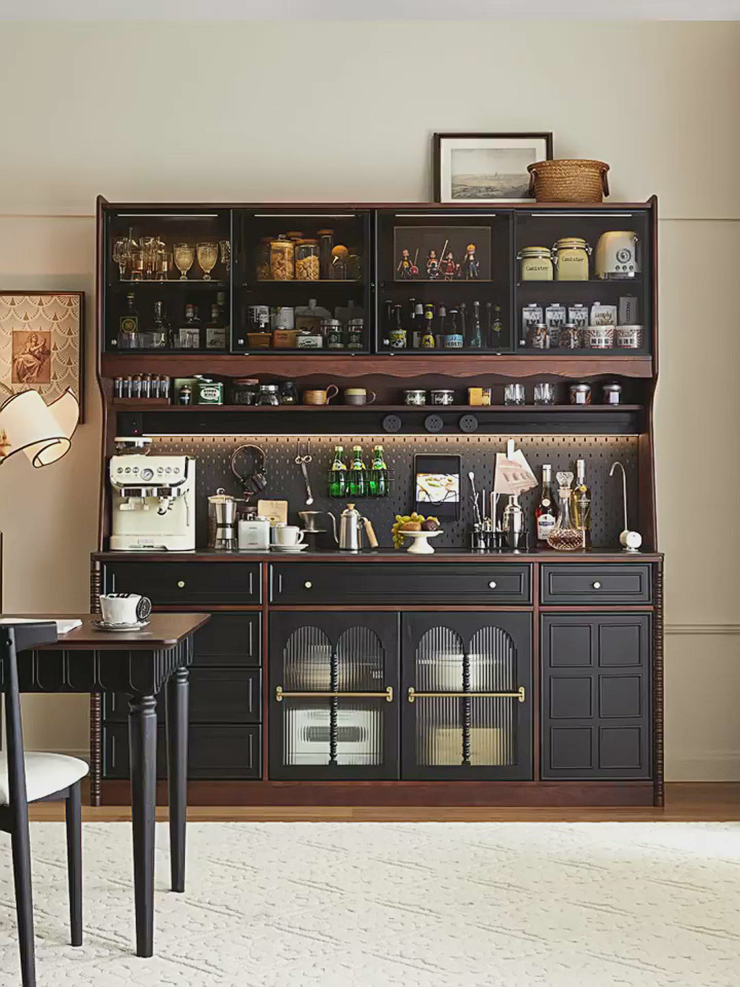 French retro solid wood sideboard
